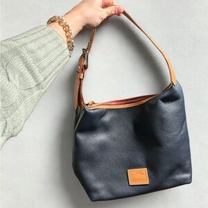 Dooney & Bourke Navy and Tan Shoulder Bag